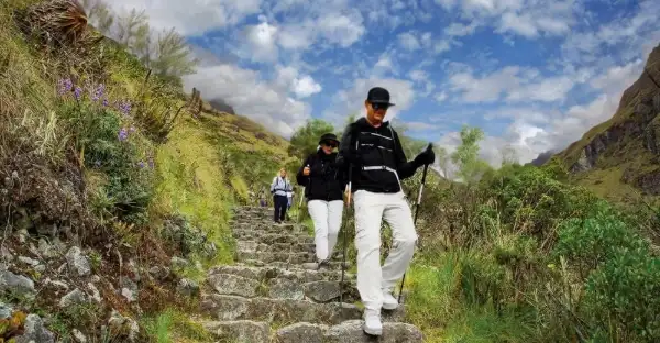 Grupo de familiar bajando escaleras
